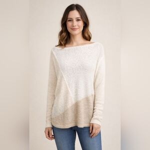 Pure Jill by J. Jill Women's Size Large Cream Multi Color Long Sleeve Sweater